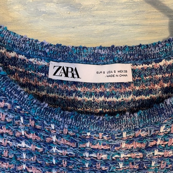 Zara Multicolor Tweed Knit Top NWOT - Picture 4 of 4